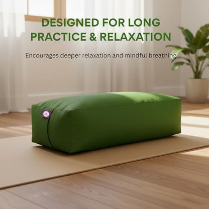 Rectangular Cotton Yoga Bolster, Yoga Pillow, Yoga Cushion, Yin yoga Bolster, Iyengar yoga bolster - color: Green
