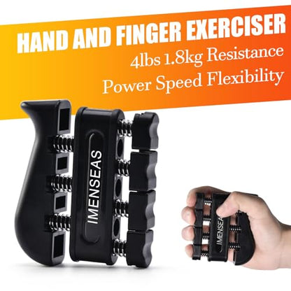 Grip Strength Trainer 7 Pack Adjustable Hand Gripper, Finger Stretcher Resistance Extensor Bands, Finger Exerciser, Grip Strength Ring & Stress Ball, Hand Grip Strengthener - color: Black