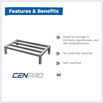 CenPro Commercial NSF Aluminum Dunnage Rack - 1,500 lb. Weight Capacity - 48"x20"x8" (28W-133) - size: 48x20x8"