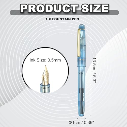 PATIKIL Fountain Pen Medium Nib, Fountain Pen Barrel Handcrafted Pen for Professional Office Journaling Gifts, Transparent Blue - color: Transparent Blue