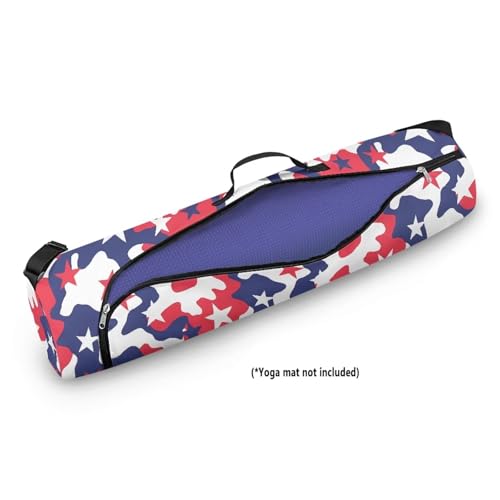 Yoga Mat Bag for Women & Men Full-Zip Yoga Mat Carrier Bag for Class Workout Park with Adjustable Strap - color: Camouflage Red Flag