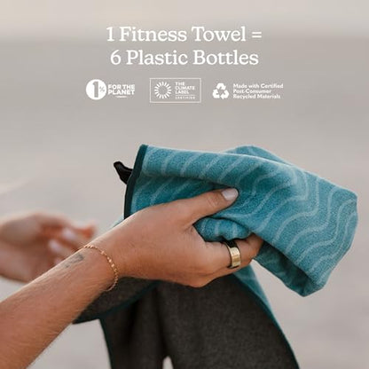 Nomadix Fitness Towel- Microterry Quick-Dry Gym & Yoga Sweat Towel, Odor-Resistant, Ultra Absorbent, Sand & Pet Hair-Resistant, Recycled Material, 30″×16″- Regenerative Black- Regenerative Teal - color: Regenerative Teal