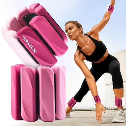 Ankle Wrist Weights for Women 2lbs/4lbs Pairs Adjustable Silicone Weights - color: Gradient Pink, size: 2 lbs Pair (1 lb Each)