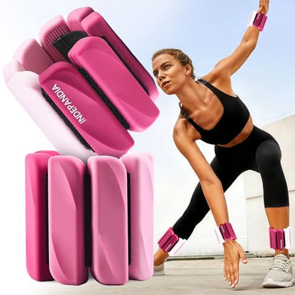 Ankle Wrist Weights for Women 2lbs/4lbs Pairs Adjustable Silicone Weights - color: Gradient Pink, size: 2 lbs Pair (1 lb Each)