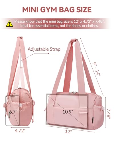 Small Gym Bag for Women Mini Duffle Bag with Wet Compartment, Lightweight Waterproof Cute Tote for Girls Workout Sport Travel - color: PINK