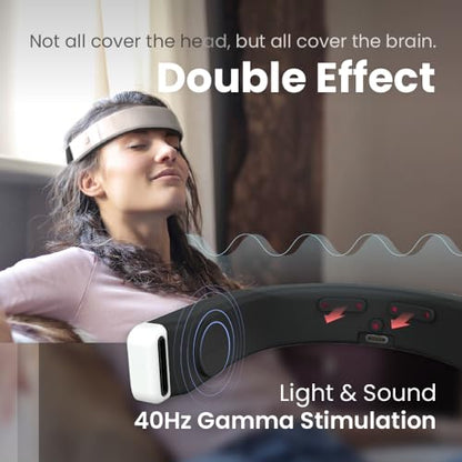Good Sleep Headset for Relaxation & Bedtime Routine, 40Hz Gamma Light & Bone Conduction Sound Rhythmic Massager, Designed to Insomnia Relief, Promote Calm, Focus, Meditation and Mental Rest