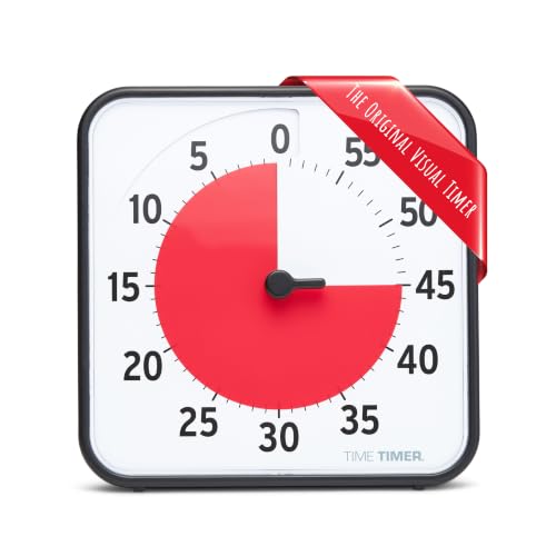 TIME TIMER 8 inch Visual Timer - 60 Minute Kids Desk Countdown Clock with Dry Erase Activity Card, Also Magnetic - for Kids Classroom, Homeschooling Study Tool, Task Reminder, Home and Kitchen Timer - color: Black & Red, size: 8 Inch