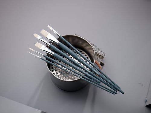 Winsor & Newton Foundation Oil Hog Brush Set, Long Handle, 6 Pack | Natural Hog Bristles Ideal for Use with Oil Paint, Introductory Selection of Brushes for Students, Hobbyists, Beginners - size: Round 3 & 6, Filbert 3 & 6, Flat 10 & 14 (Long)