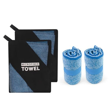 2 Pack Camping Towel S Microfiber Quick Dry Lightweight Towels for Travel Beach Hiking Swimming Pool Backpacking Hot Yoga(Blue, 2 Pack S(15.5X31 Inch) - color: Blue, size: 2 Pack S(15.5X30 Inch