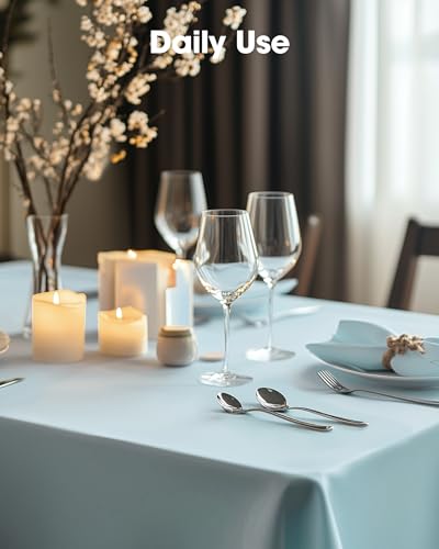 Pureegg Plastic Table Cloth Disposable 8 Pack 54 x 108 Inch, Light Blue | Easter Party, Wedding, Picnic, Leakproof & Sturdy, Light Blue, Tablecloth - color: Light Blue, size: 54" X 108" Rectangle