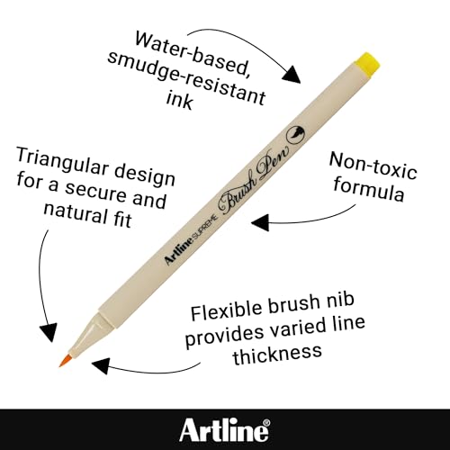 Artline SUPREME Brush Pens | AP Certified Safe for Kids | Blur Resistant Ink | EPFS-F | Flexible Brush Nib Creates Unique Wide & Fine Lines | Assorted Floral 7-Pack - size: Pack of 7