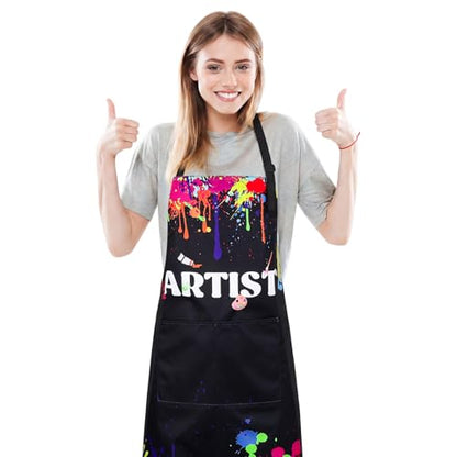 Painting Artist Apron with Pockets, Waterproof Painting Aprons for Adults, Adjustable Art Apron Bib Apron - color: Style 6