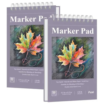 Fuxi Marker Paper Pad, 120lb/200gsm Art Paper of Markers, 2-Pack, 50 Sheets Per Pad (5.5" x 8.5"). - color: Lavender Purple