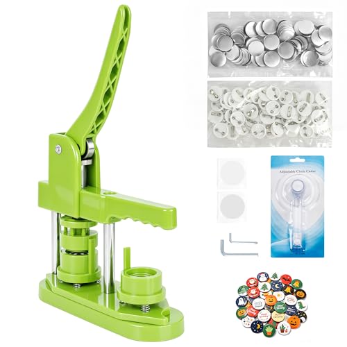 Happizza Button Maker Machine, (3rd Gen) Installation-Free 25mm(1 in) DIY Pin Button Maker Press Machine Kit, Badge Punch Press Machine with Free 500pcs Button Parts&Pictures&Circle Cutter - size: Round - 25 mm