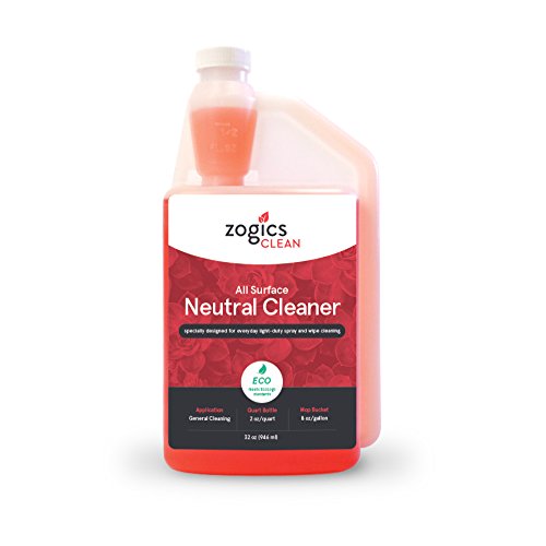 Zogics All-Surface Neutral Cleaner Concentrate, 32 oz | Meets ECOLOGO standards, Nontoxic, Biodegradable, Neutral pH, Makes up to 16 gallons