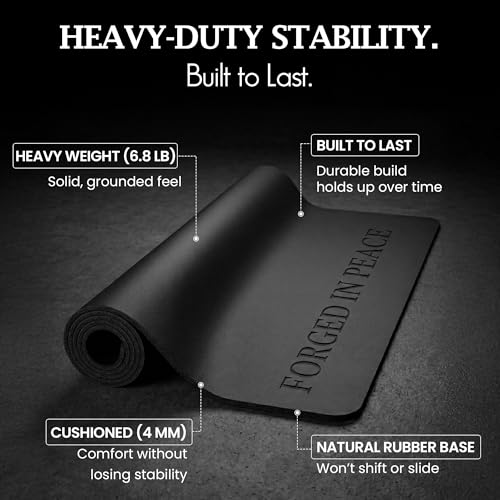 Men’s Yoga Mat – Premium Non-Slip Surface, High-Grade Strength & Durability, Extra Grip & Cushion, Black