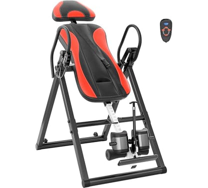 YOLEO Inversion Table Massage & Heat Inversion Table 2025 New Inversion Table for Back Pain Relief Equipment w/Remote Control, Reversible Ankle Holders, Heavy Duty up to 320lbs