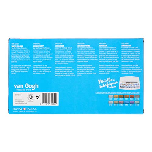 Van Gogh Watercolor Paint Set, Plastic Pocketbox, 12x10ml Specialty Metallic & Interference Colors Selection - color: 12 Metallic/Interference (Plastic Pocketbox), style: 10ml Tube