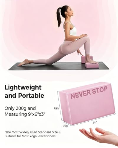 KEEP Yoga Block, High-Density EVA Foam 2 Pack Yoga Block with Non-Slip Textured Surface, Supportive, Lightweight - Ideal for Yoga - color: 2-pack-Cherry pink