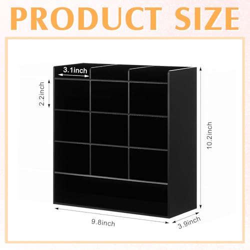 MotiMind Acrylic Pen and Marker Organizer for 150 Markers | 13 Compartments, Vertical Marker Pencil Organizer, Acrylic Pen Display Holder, Art Supply Storage for Desk Stationery, Black - color: Black, size: 10.2 x 4 x 9.8 inch, style: 150 Markers