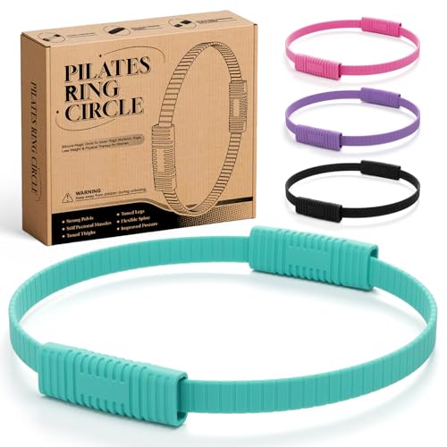 SUBCULTUREPICK Pilates Ring, Silicone Magic Pilates Rings, Lightweight & Durable Flexible Fitness Circle Exercise Equipment for Toning Arms, Thighs,Legs, Core,Yoga & Physical Therapy - color: Teal