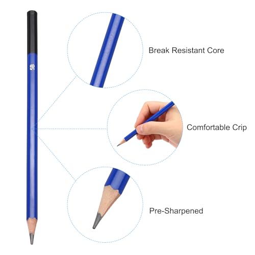 PATIKIL 5B Drawing Pencils for Sketching, 6PCS Sketch Pencils for Drawing Art Pencils Graphite Wood Pre-sharpened for Drawing Sketching Artists, 5B Pencils - size: 1 Count (Pack of 1), style: 5B