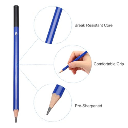 PATIKIL 5B Drawing Pencils for Sketching, 6PCS Sketch Pencils for Drawing Art Pencils Graphite Wood Pre-sharpened for Drawing Sketching Artists, 5B Pencils - size: 1 Count (Pack of 1), style: 5B