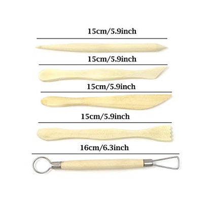"Honbay 5-Piece Wooden Mini Modeling Tools Clay Sculpture Tools for Cutting, Carving and Smoothing"