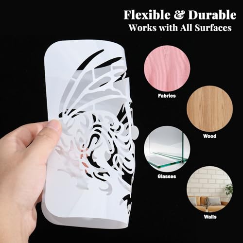 ORIGACH 4 Pcs Western & Chinese Dragon Stencils - 7.8x7.8 inch | Reusable Western & Chinese Dragon Large Stencils for Drawing, Painting on Wood, Canvas, Wall - style: Dragon