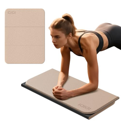 Foldable Exercise Pad Extra Thick 1.2" x 14" x 24" - color: Beige+Black