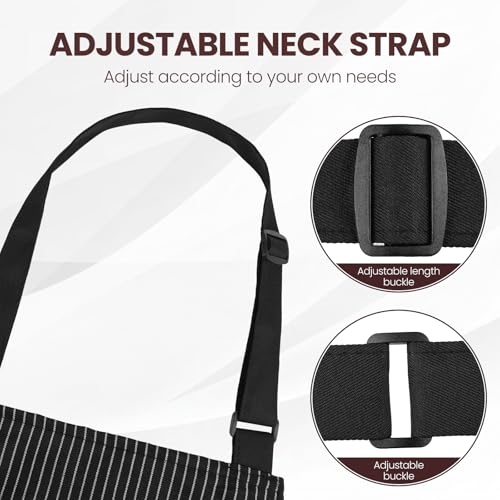Serrenf 2 Pack Apron, Cooking Kitchen Aprons, Adjustable Bib Apron with 2 Pockets for Men Women Chef Apron - color: Black/ Black