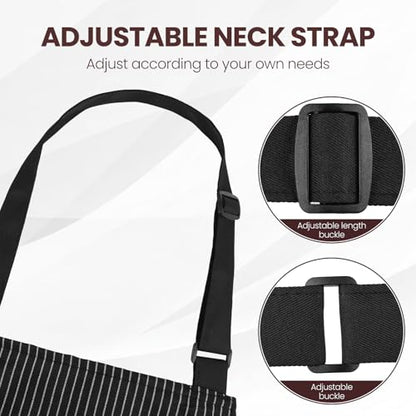 Serrenf 2 Pack Apron, Cooking Kitchen Aprons, Adjustable Bib Apron with 2 Pockets for Men Women Chef Apron - color: Black/ Black