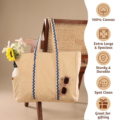 Folkulture Beach Tote Bags For Women, Beach Must Haves 2026-18x15 Inch | Waterproof,Sandproof, Large Tote Bags for Women, Swimming Pool, Beach Essentials, Simple Modern Pool Bag, Bolsos Para Mujeres - color: Biscuit