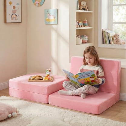 MeMoreCool Kids Folding Mattress, 63x26 Trifold Floor Mat, Pink - color: Pink