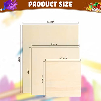 Youyole 12 Pack 3 Sizes Unfinished Wood Canvas Panels Kit | Wood Panels for Painting, Cradle Boards, for Painting, Pouring, Burning, Crafts, Epoxy Resin, Laser Engraving Cutting - size: Assorted (3 Sizes)