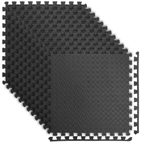 Art3d 48 Sq.Ft Eva Puzzle Exercise Mats, 1/2" Thick Foam Interlocking Tiles for Flooring, Workout, Gym Equipments, Pack of 12 - color: Black, size: 48 Sq.ft