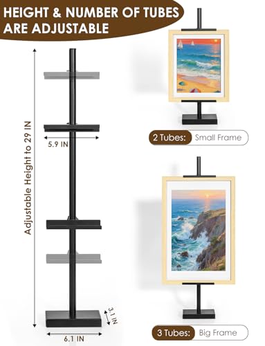 Weighted Base Tabletop Easel (Metal Easels for Display) (29" H Adjustable) Stable Frame Holder for Artwork & Photo Frames, Black