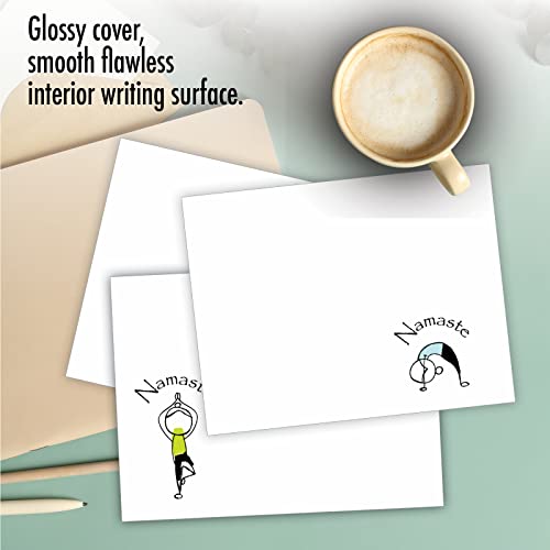 The Best Card Company - 10 Blank Yoga Note Cards (4x 5.12 Inch) - Boxed Notecards with Envelopes, Cute Animal Cards, Zen Assortment - Namaste Notes M3963 - style: Namaste Notes