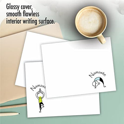 The Best Card Company - 10 Blank Yoga Note Cards (4x 5.12 Inch) - Boxed Notecards with Envelopes, Cute Animal Cards, Zen Assortment - Namaste Notes M3963 - style: Namaste Notes