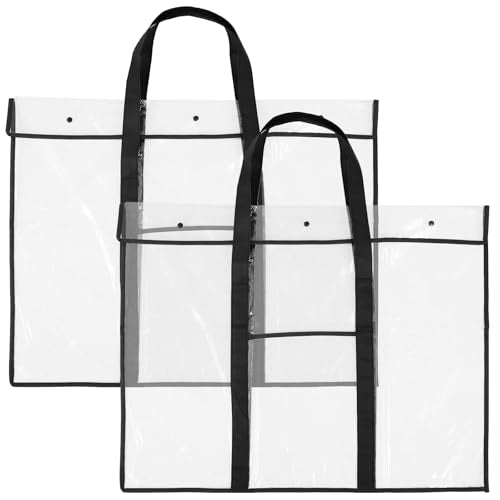 2 Pack Large Poster Storage Bag Bulletin Board Holder Art Portfolio Cases PVC Art Portfolio with Handle and Accessory Pocket for Bulletin Board Organization Artwork and Document 31.5" x 25.2"