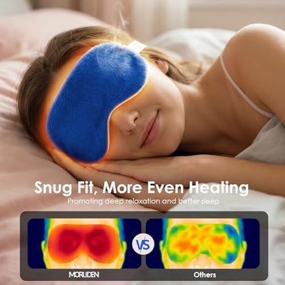 MORLIDEN Heated Eye Mask for Dry Eyes & Stye - Microwavable Warm Compress | For Blepharitis, Chalazion, MGD-Lightweight, No Heavy Pressure-Reusable Moist Heat Mask with Natural Flaxseed (Blue2P) - color: Blue2pcs