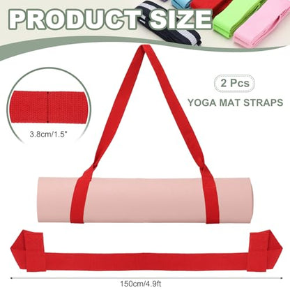 Yoga Mat Straps for Carrying, Adjustable Exercise Mat Sling Holder Multi Purpose Mats Carrier - color: Red