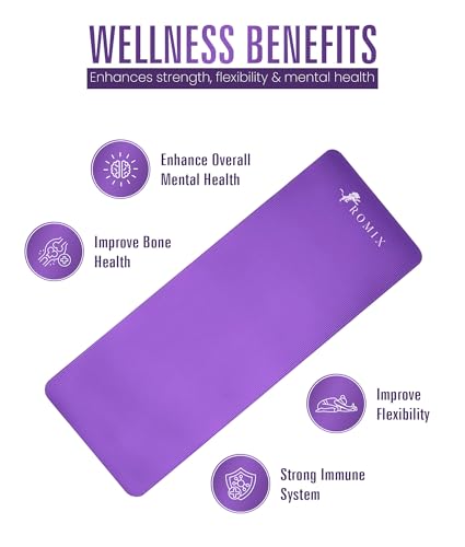 ROMIX Yoga Mat Thick 10Mm, Non-Slip Exercise Mat, 72 X 24 In, NBR - color: Purple