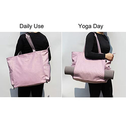 ESVAN Yoga Mat Bag Yoga Tote Carrier Shoulder Bag Carryall Tote for Office,Yoga,Pilates,Travel,Beach and Gym - color: H Pink