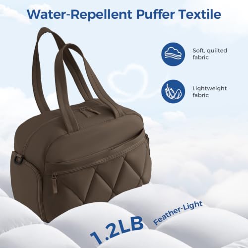 Women's Duffle Gym Bag, Carry-On Shoe Compartment for Weekender Overnight - color: Chocolate, size: Medium
