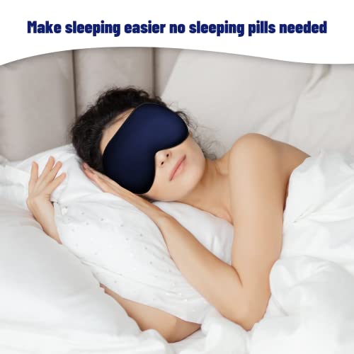 Silk Sleep Mask, Blackout Eye Mask for Sleeping with Adjustable Strap - color: Blue