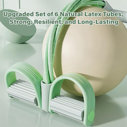Pedal Resistance Bands Set with Handles, 6-Tube Elastic Stretch Bands - color: Green