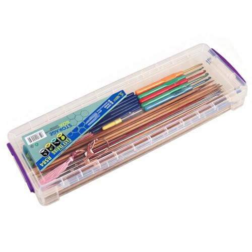 15″ Knitting Needle Case Organizer, Crochet Hook Case with Lid,Storage Box | Up to 38cm, for Long Stuff Storage, Knitting & Crochet Accessory, Paint Brush, Skewer Organizer