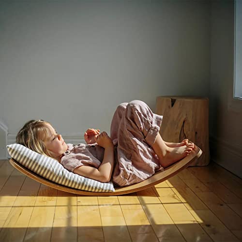 Gentle Monster Wobble Balance Board, Wooden Montessori Toy Rocker Board Natural Wood Kids Toddler Open Ended Learning Toy Yoga Curvy Board for Adult Office Classroom Christmas Gifts - color: Natural