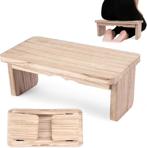 Meditation Bench Kneeling Stool Foldable Wooden Prayer Seat | foldable wooden meditation bench, kneeling prayer stool, ergonomic angled seat, lightweight portable, yoga mindfulness - color: Light Wood